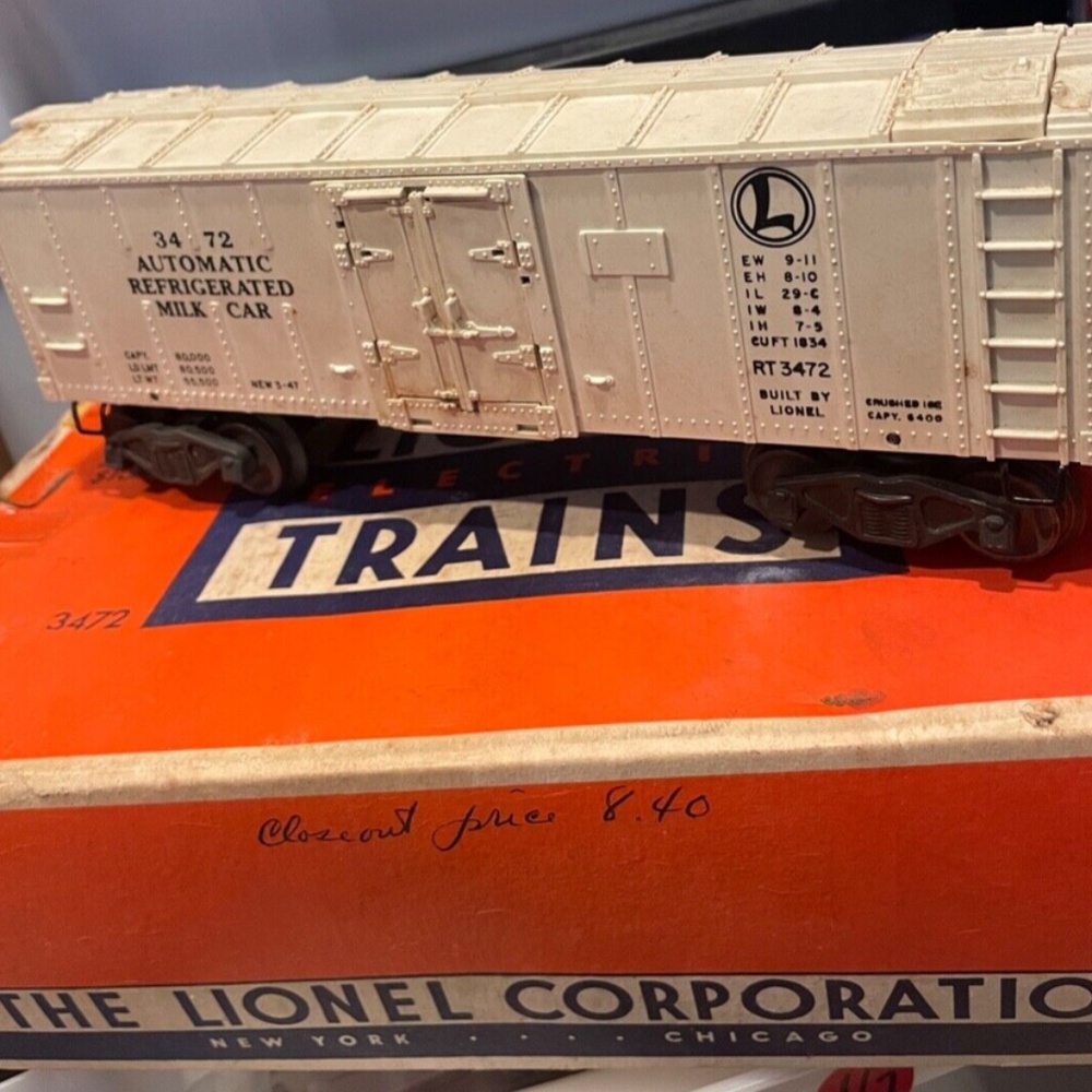 Lionel #3472 O Gauge Operating Milk Car Set w/box & insert #205398887060
